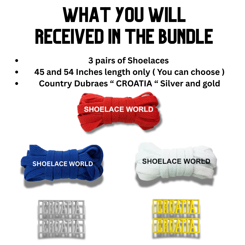 Croatia 2026 World Cup Inspired Sneaker Accessory Bundles Flat Shoelaces Croatian Dubraes Fifa Futbol Soccer Accessories