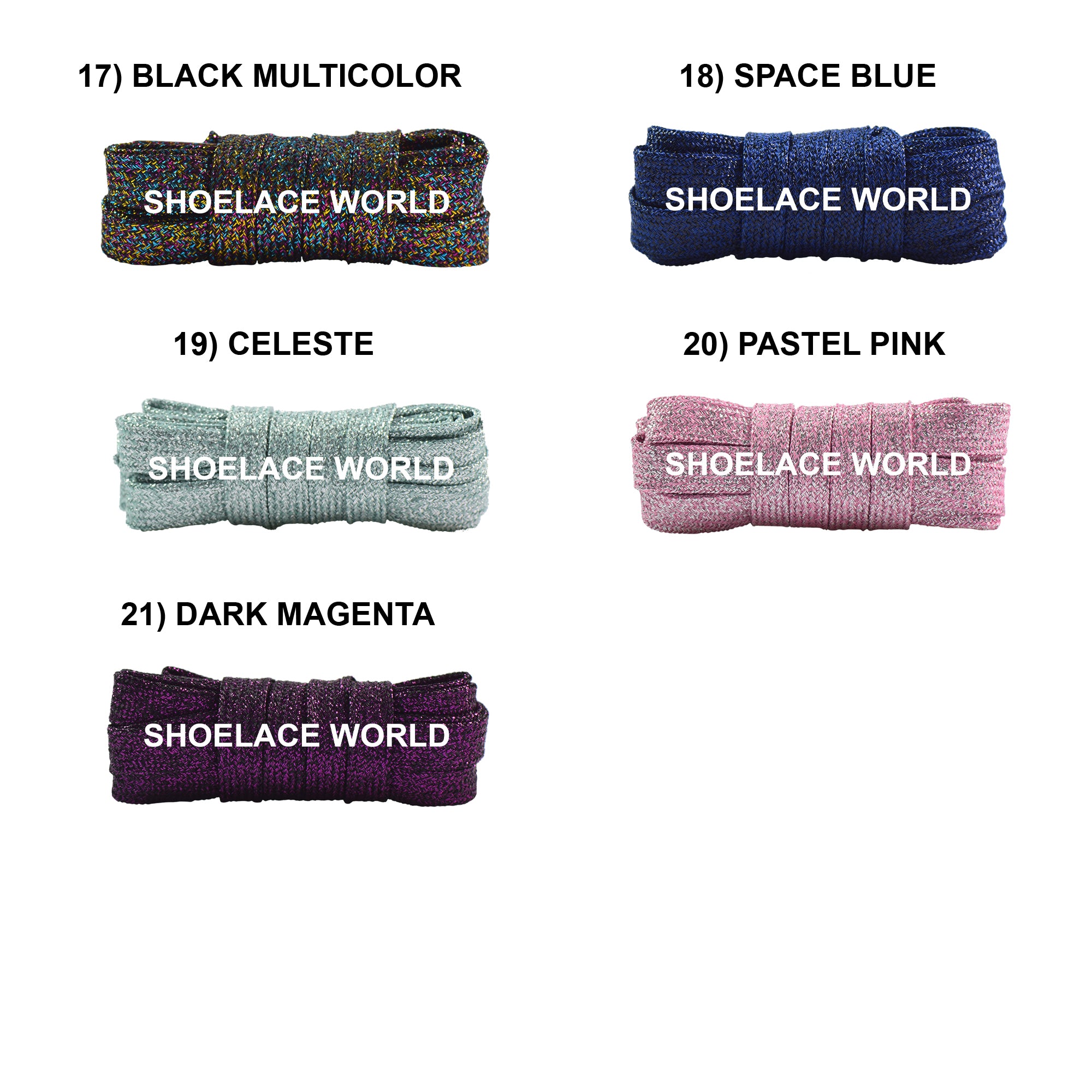 Wide Glitter Flat Shoelaces