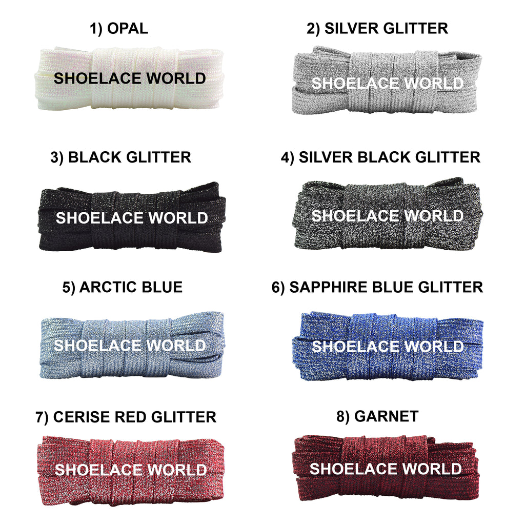 Wide Glitter Flat Shoelaces