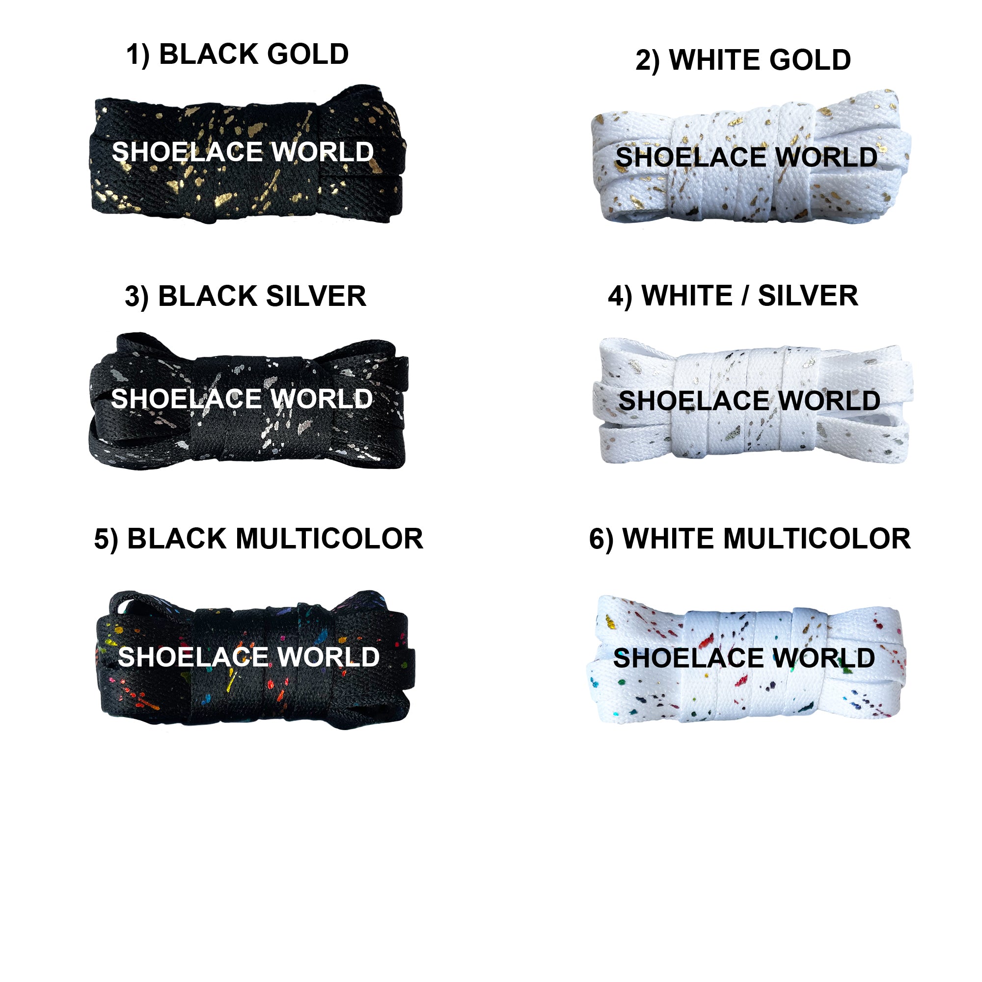 Foil Splatter Flat Shoelaces