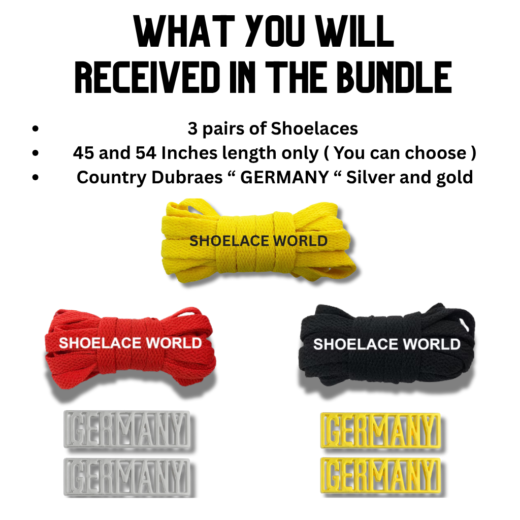 Germany 2026 World Cup Inspired Sneaker Accessory Bundles Flat Shoelaces German Dubraes Fifa Futbol Soccer Accessories