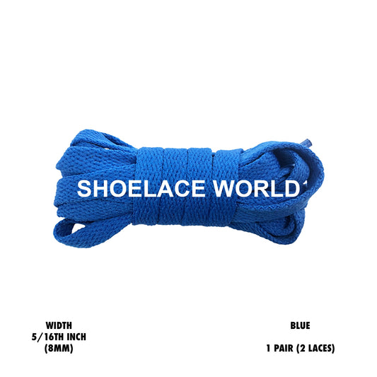 Blue Classic Flat Shoelaces 5/16 Inch 8mm Laces Ships Out From The USA Next Day