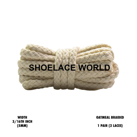 Oatmeal Braided Thin Rope Shoelaces 3/16 Inch 2023 New Laces Ships Out From The USA Next Day