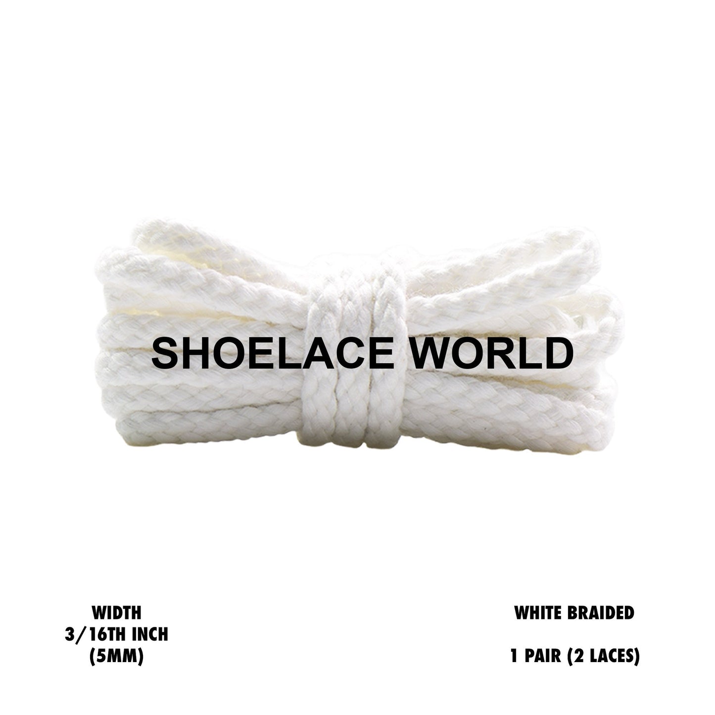 White Braided Thin Rope Shoelaces 3/16 Inch 2023 New Laces Ships Out From The USA Next Day