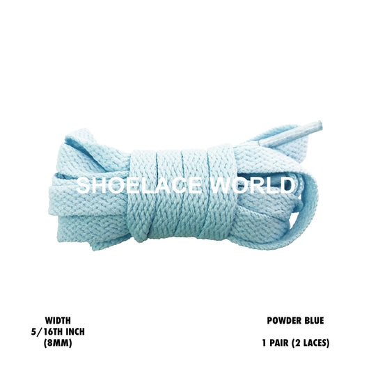 Powder Blue Classic Flat Shoelaces 5/16 Inch 8mm Laces Ships Out From The USA Next Day