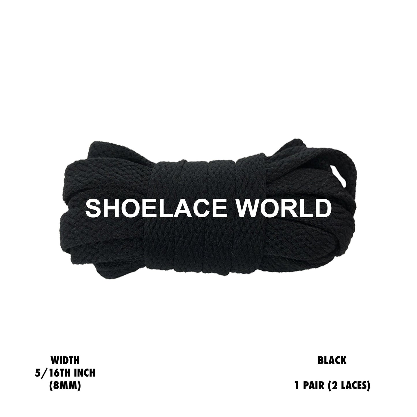 Black Classic Flat Shoelaces 5/16 Inch 8mm Laces Ships Out From The USA Next Day