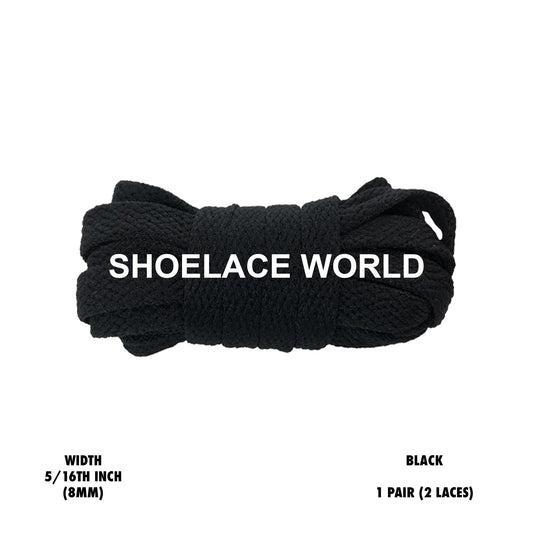 Black Classic Flat Shoelaces 5/16 Inch 8mm Laces Ships Out From The USA Next Day