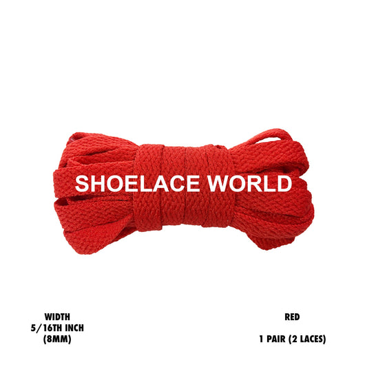 Red Classic Flat Shoelaces 5/16 Inch 8mm Laces Ships Out From The USA Next Day