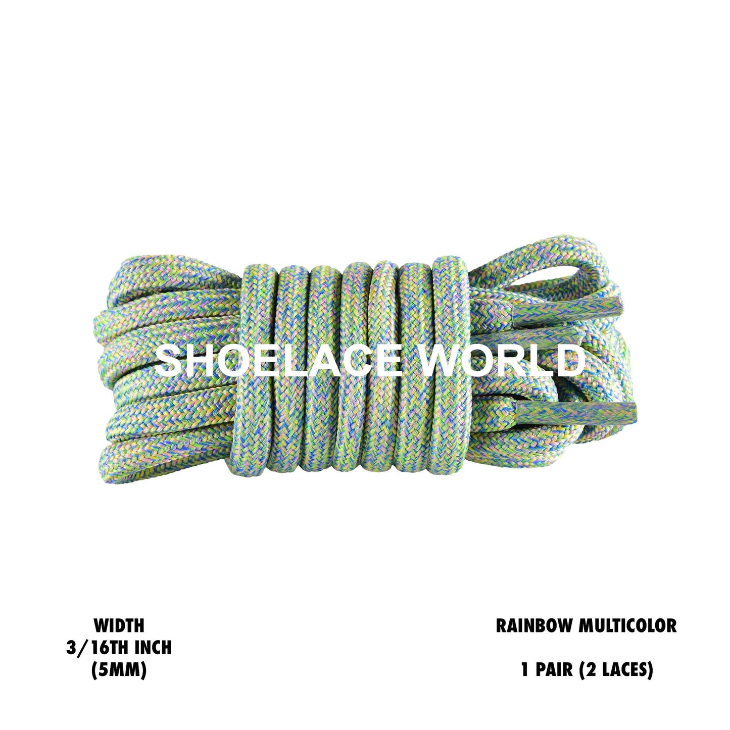Rainbow Rope Multicolor Shoelaces 3/16 Inch Laces Ships Out From The USA Next Day