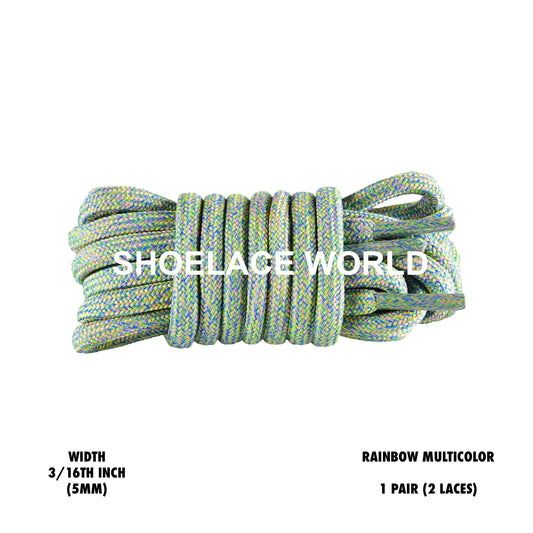 Rainbow Rope Multicolor Shoelaces 3/16 Inch Laces Ships Out From The USA Next Day