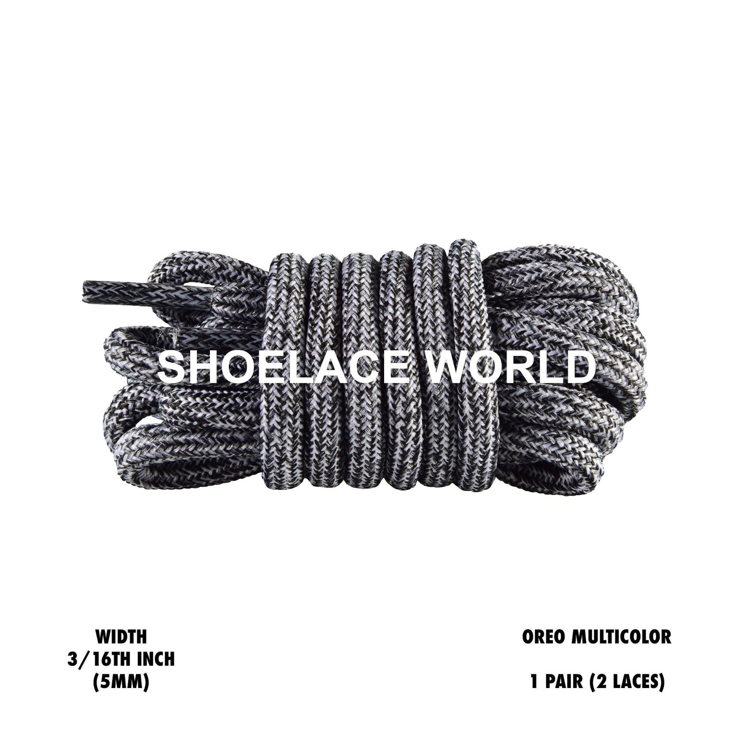 Oreo Rope Multicolor Shoelaces 3/16 Inch Laces Ships Out From The USA Next Day
