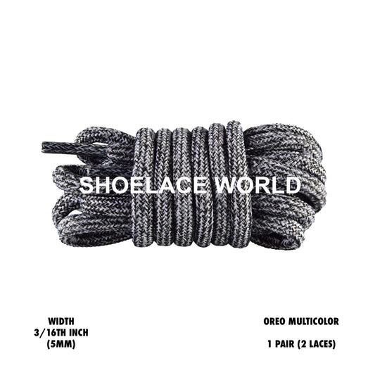 Oreo Rope Multicolor Shoelaces 3/16 Inch Laces Ships Out From The USA Next Day