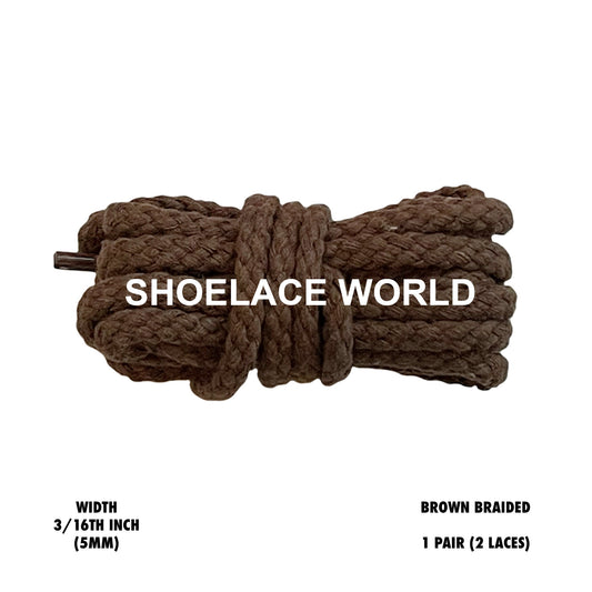 Brown Braided Thin Rope Shoelaces 3/16 Inch 2023 New Laces Ships Out From The USA Next Day
