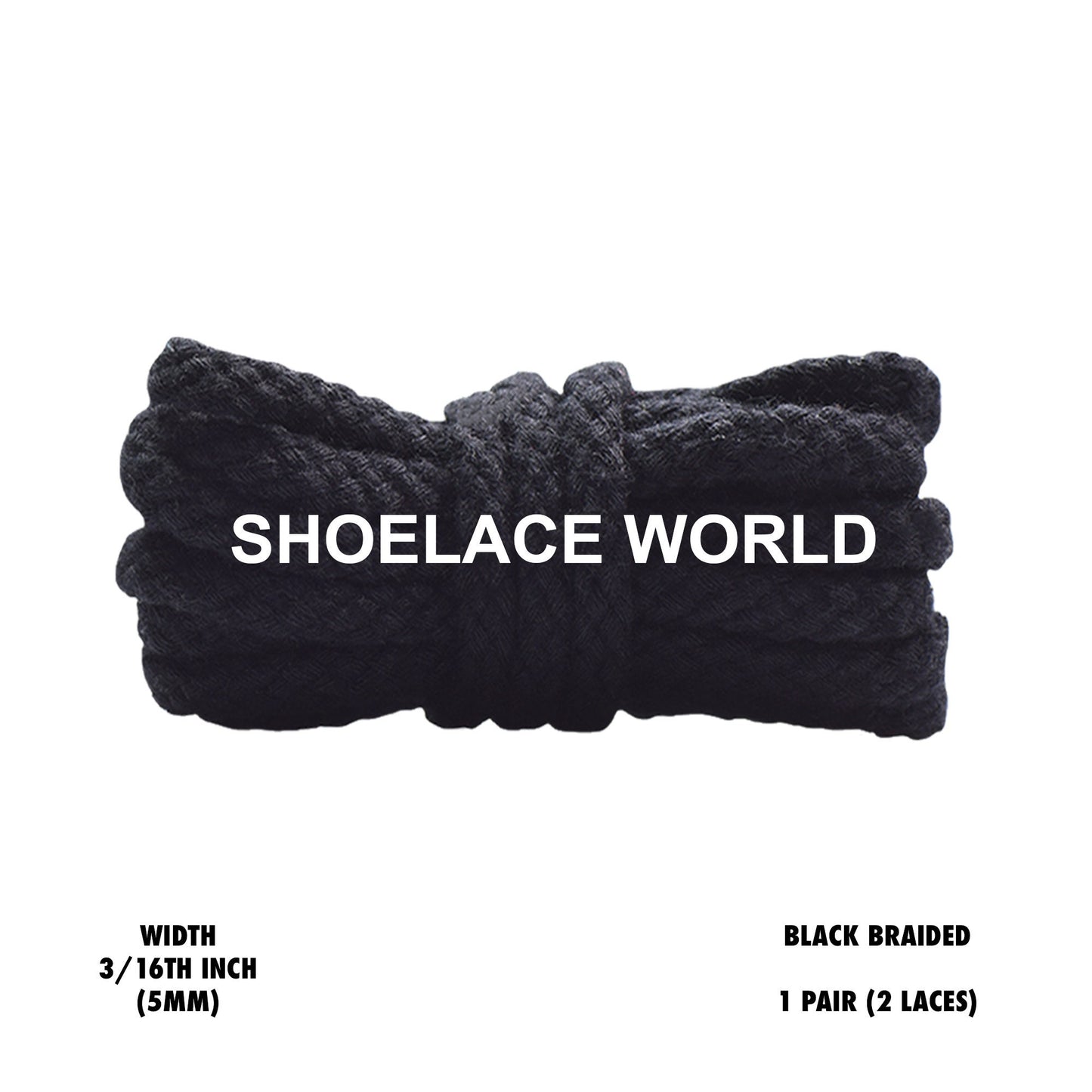 Black Braided Thin Rope Shoelaces 3/16 Inch 2023 New Laces Ships Out From The USA Next Day