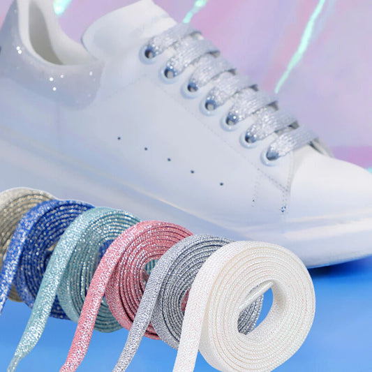 Flat Glitter Shoelaces 10mm Wide Laces Ship Fast From The USA Next Day #1 Cute Glamorous Girly Glitter Laces Top Trending In The World