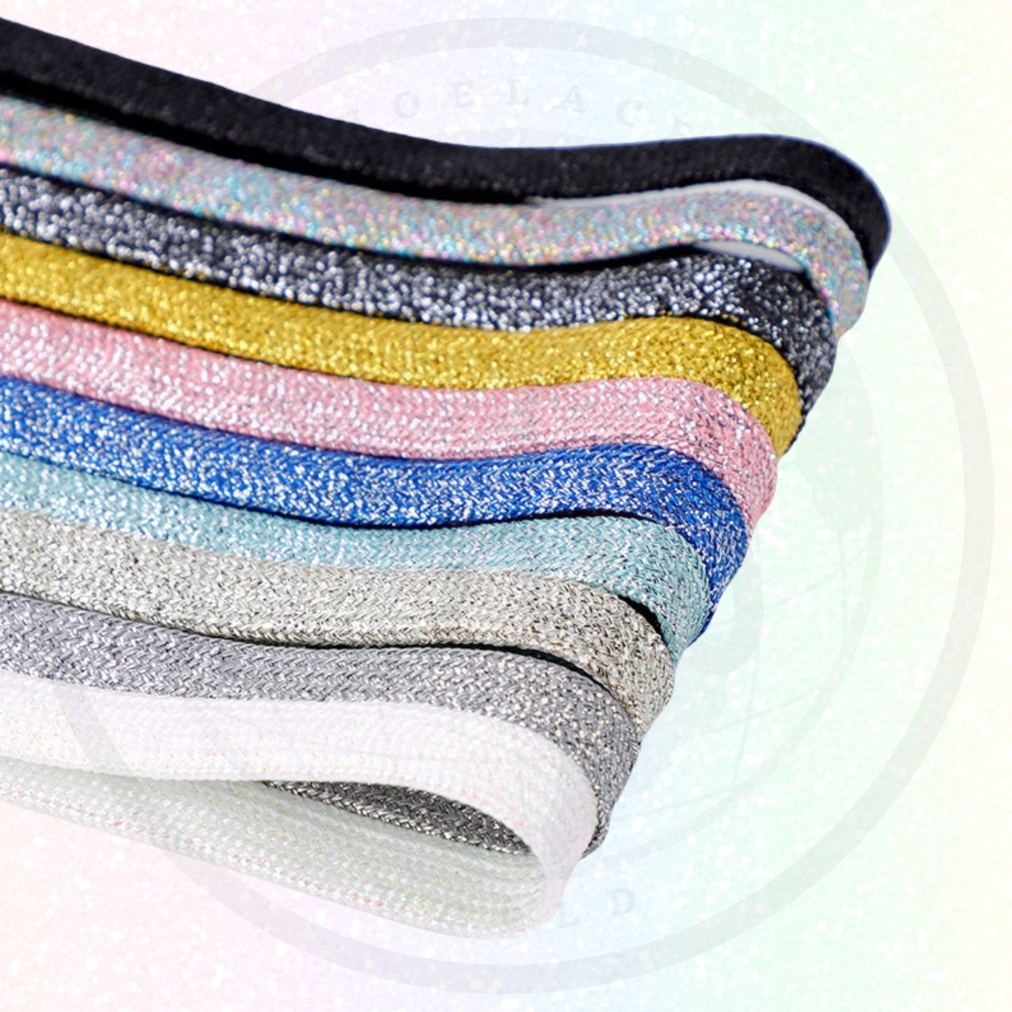 Glamorous Flat Glitter Wide 10mm Shoelaces Best Trendy Shimmer Girly Laces Fast Shipping From The USA Next Day Cute Shoestrings Lacet