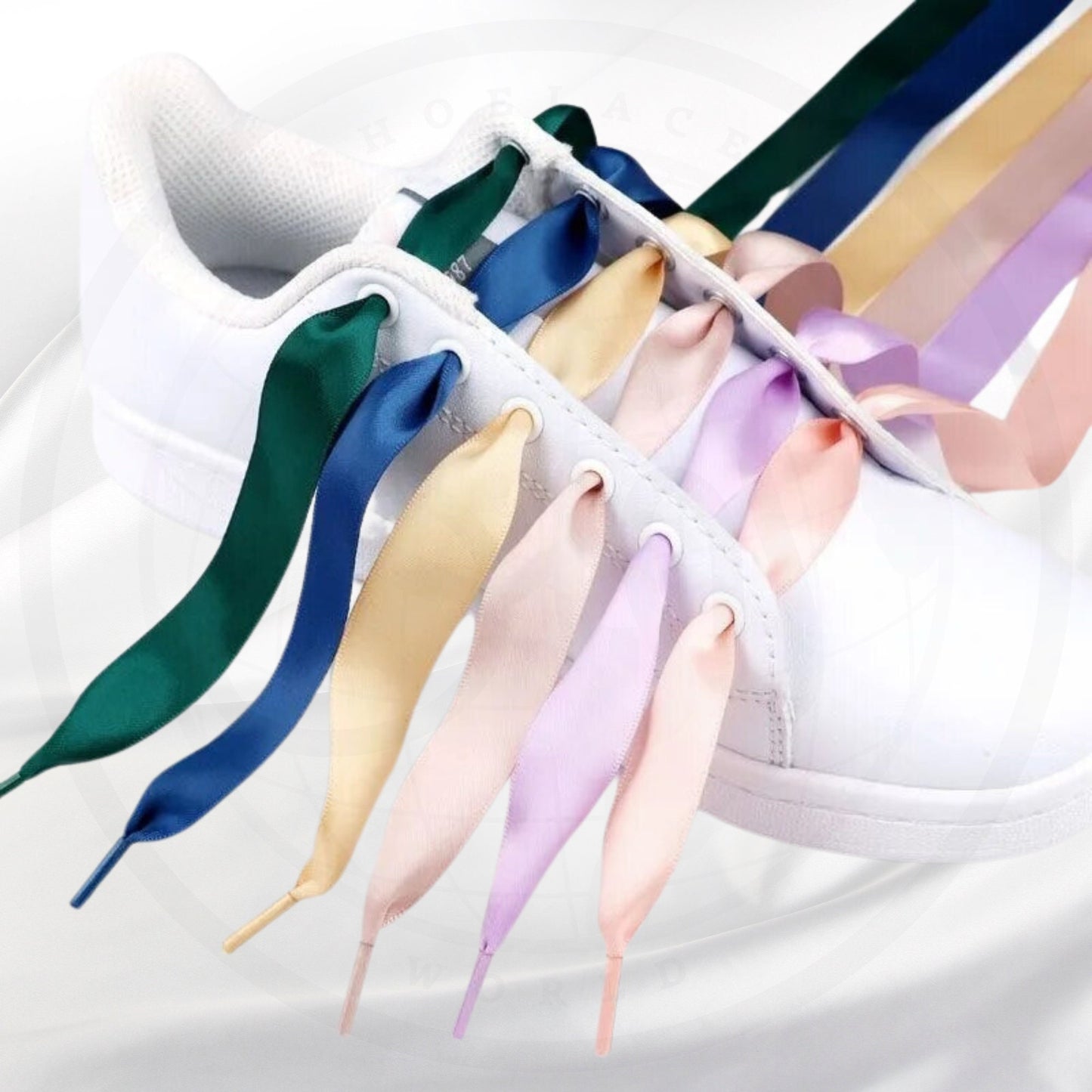 Mint Blue Ribbon Shoelaces 19mm 3/4th Inch Velvet Satin Laces Ships Fast From The USA