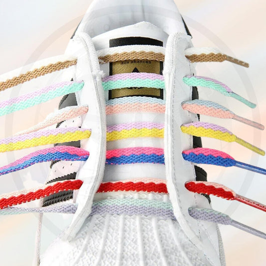 Colorful Double Tone Flat Popular Shoelaces 5/16 Inch Catchy Pattern Pop Laces Ships Out From The USA Next Day 2024