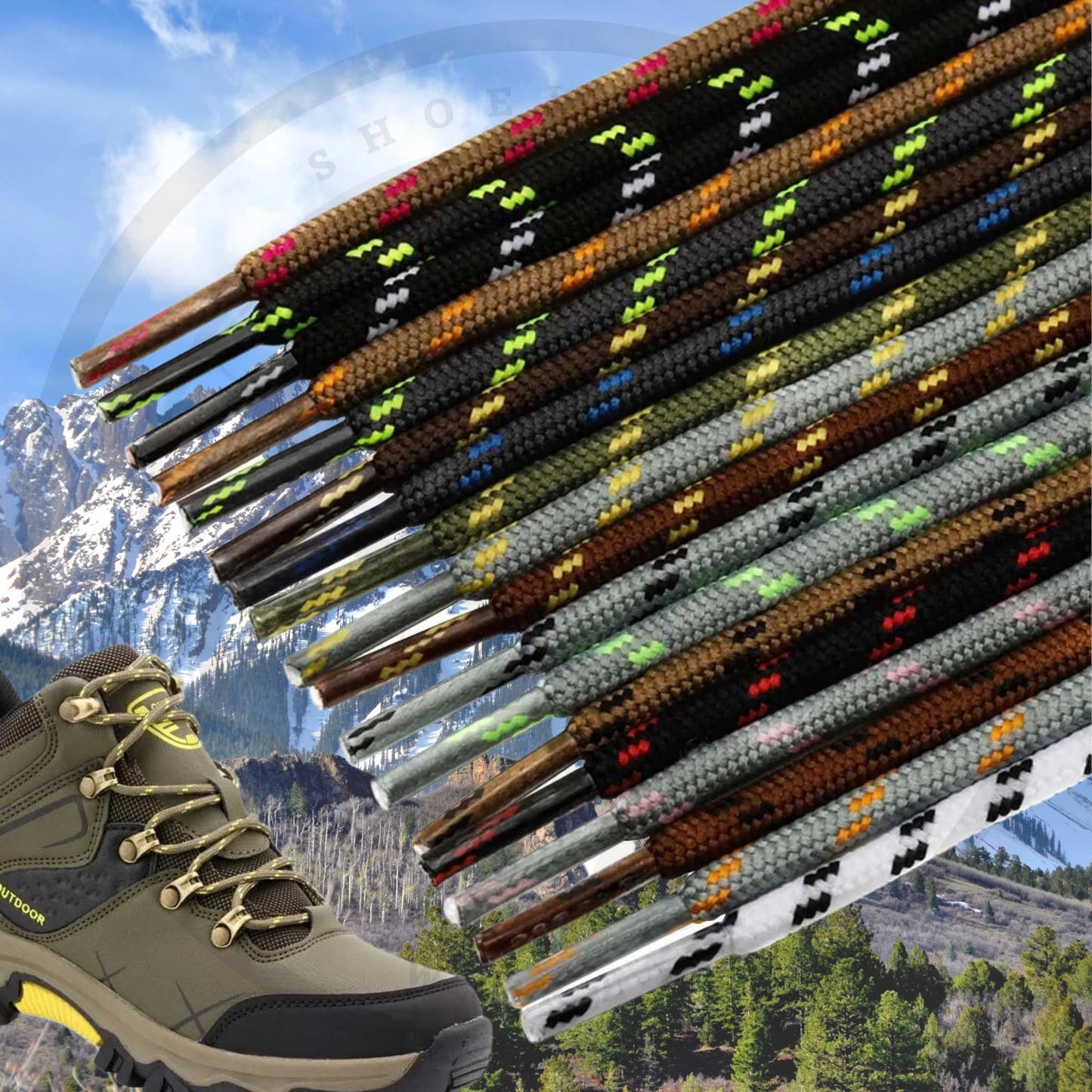 Black / Red Rope Round Shoelaces 3/16 Inch 5-5.25mm For Boot Hiking Jogging Trekking Durable Laces Ships Out From The USA Next Day