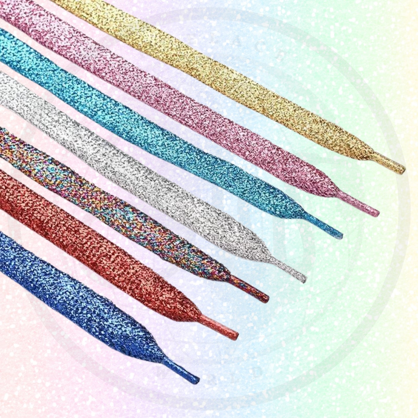 Black / Silver Flat Glitter Shoelaces 10mm Wide Laces Ship Out From The USA Next Day!
