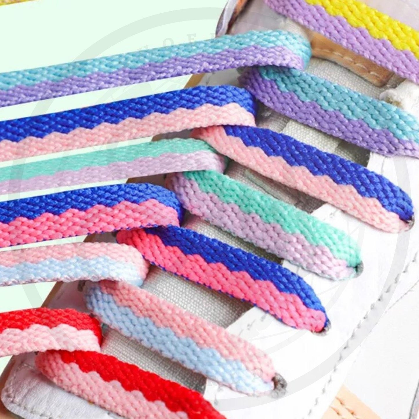 Two Tone Multicolor Flat Shoelaces 5/16 Inch Colorful Pattern Laces Ships Out From The USA Next Day