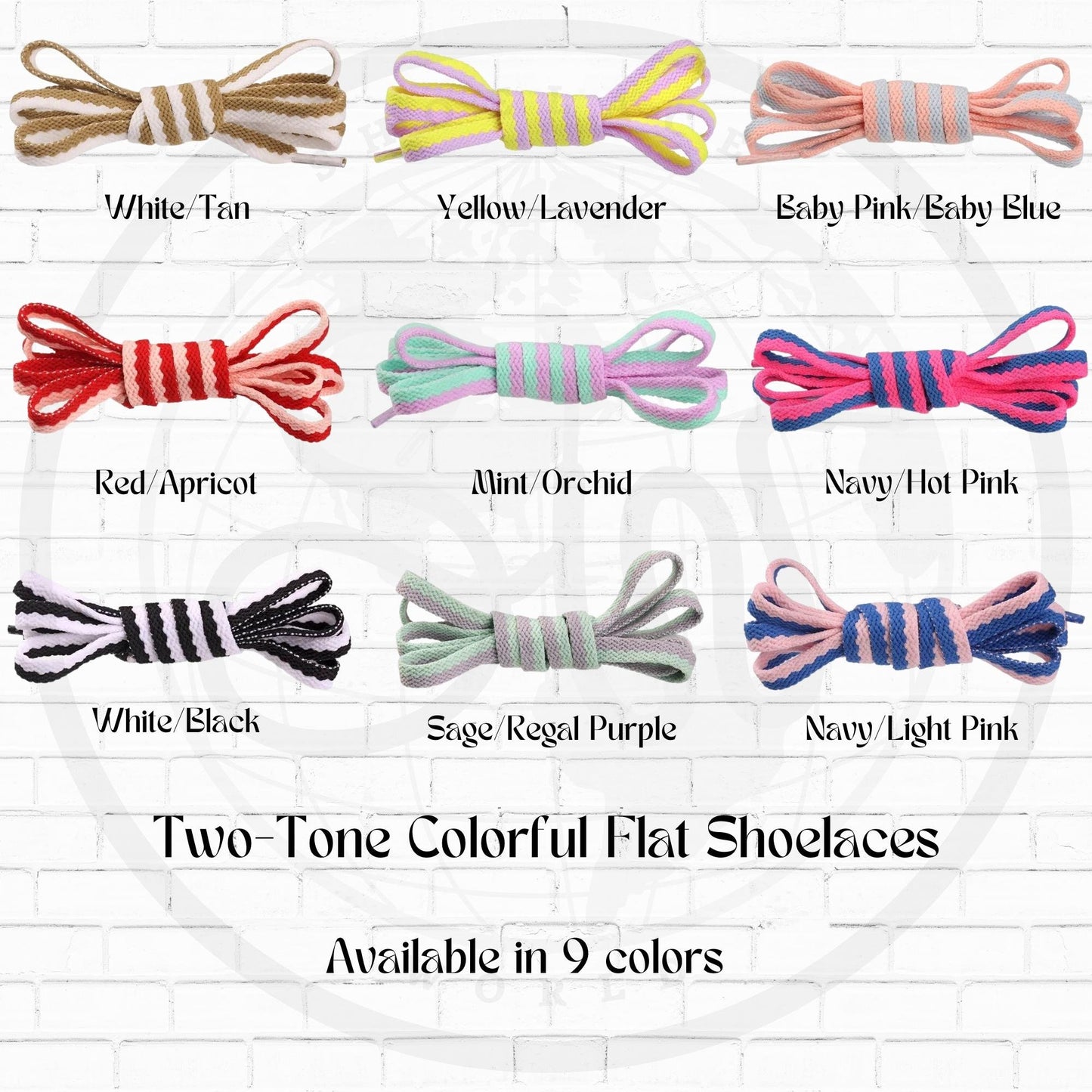 Two Tone Multicolor Flat Shoelaces 5/16 Inch Colorful Pattern Laces Ships Out From The USA Next Day