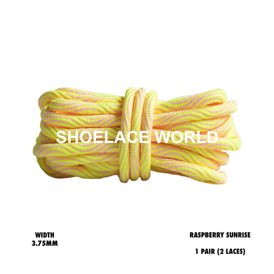 Raspberry Sunrise Swirl Rope Multicolor Shoelaces 3.75 mm Laces Ships Out From The USA Next Day