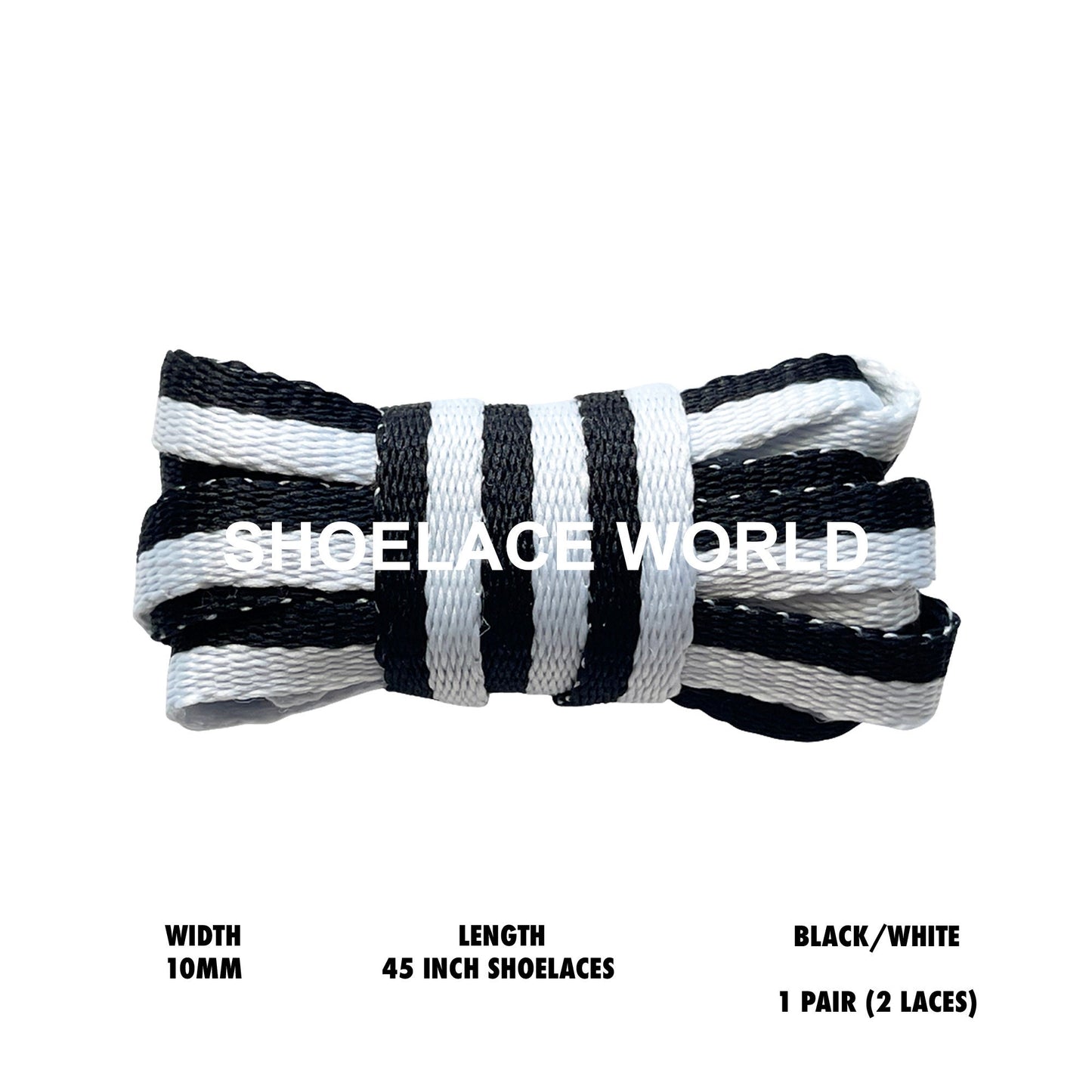 Black / White 45 Inches Multicolor Flat Shoelaces 10mm Colorful Pattern Laces Ships Out From The USA Next Day