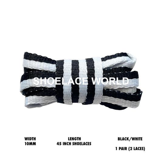 Black / White 45 Inches Multicolor Flat Shoelaces 10mm Colorful Pattern Laces Ships Out From The USA Next Day