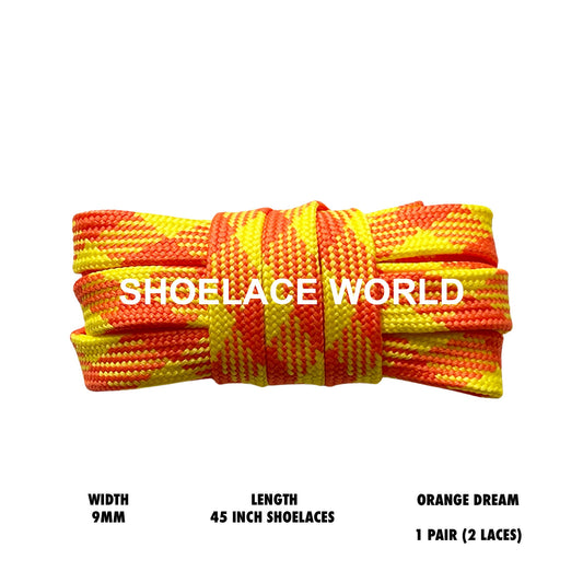 Orange Dream 45 Inches Prism Flat Shoelaces 9mm Colorful Pattern Laces Ships Out From The USA Next Day
