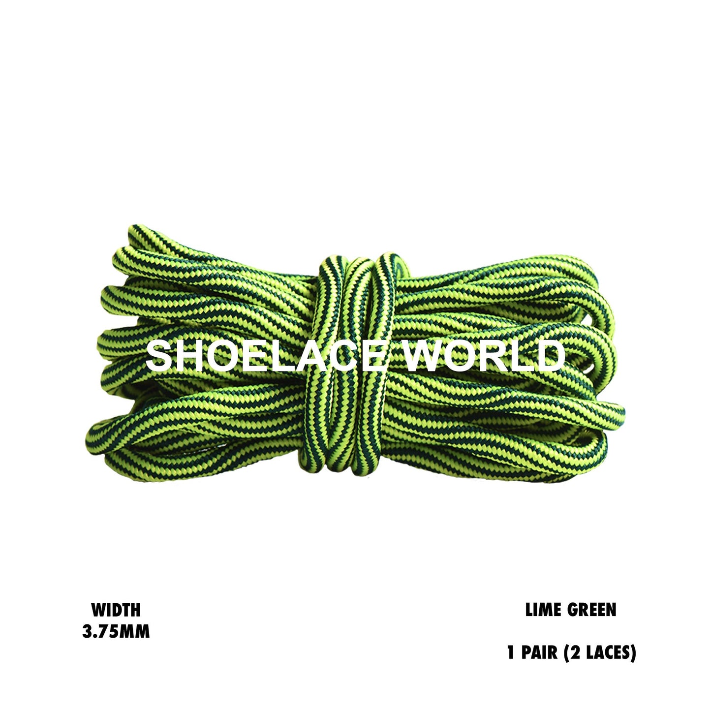 Lime Green Swirl Rope Multicolor Shoelaces 3.75 mm Laces Ships Out From The USA Next Day