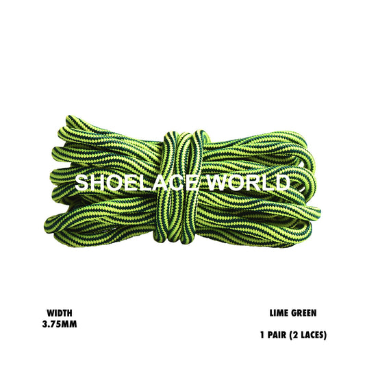 Lime Green Swirl Rope Multicolor Shoelaces 3.75 mm Laces Ships Out From The USA Next Day