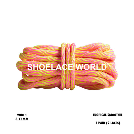 Tropical Smoothie Swirl Rope Multicolor Shoelaces 3.75 mm Laces Ships Out From The USA Next Day