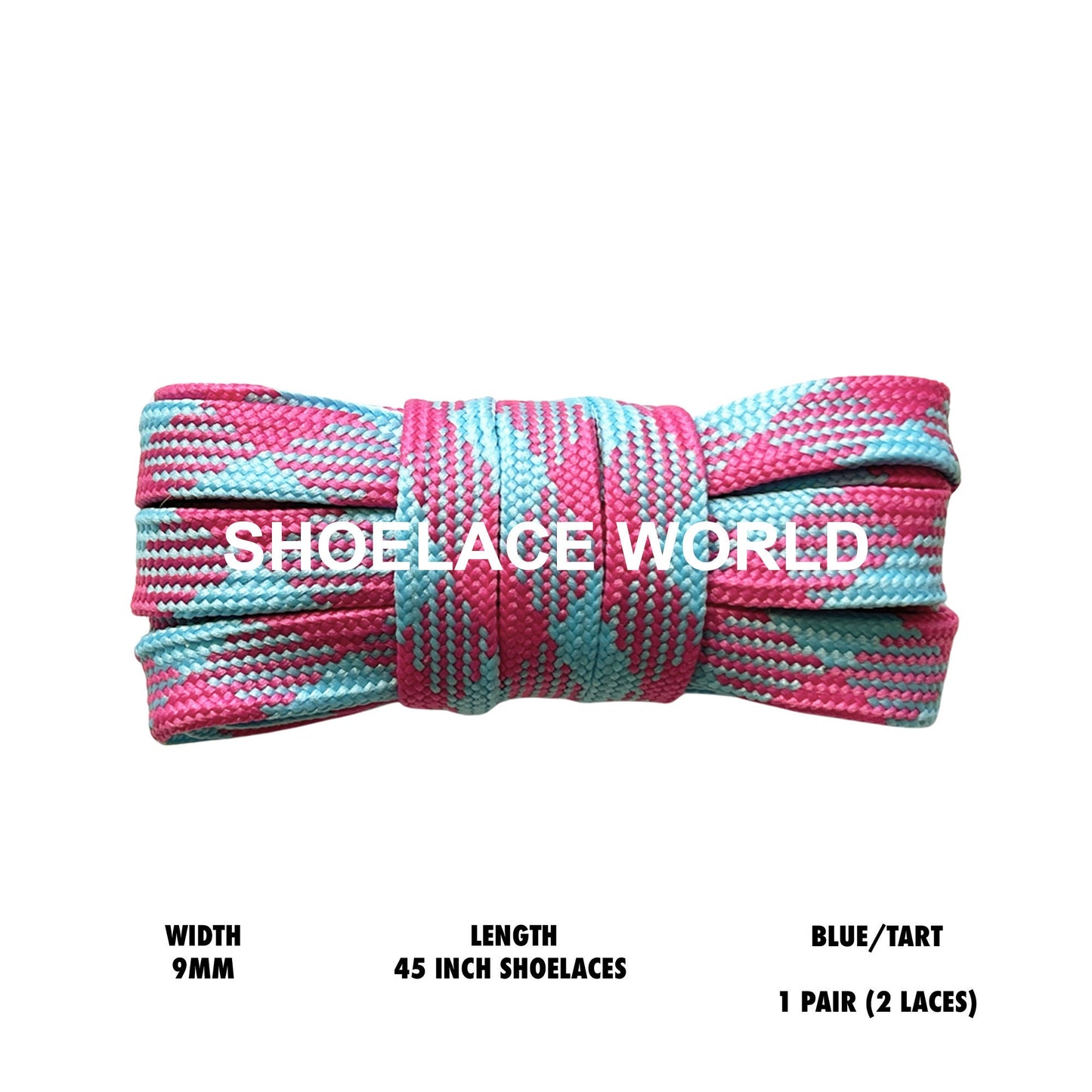Blue / Tart 45 Inches Prism Flat Shoelaces 9mm Colorful Pattern Laces Ships Out From The USA Next Day