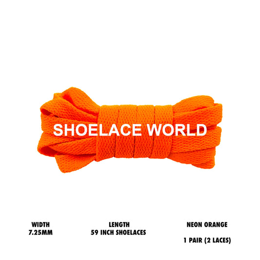 Neon Orange 59 Inch Flat Shoelaces 7.25mm Laces Ships Out From The USA Next Day