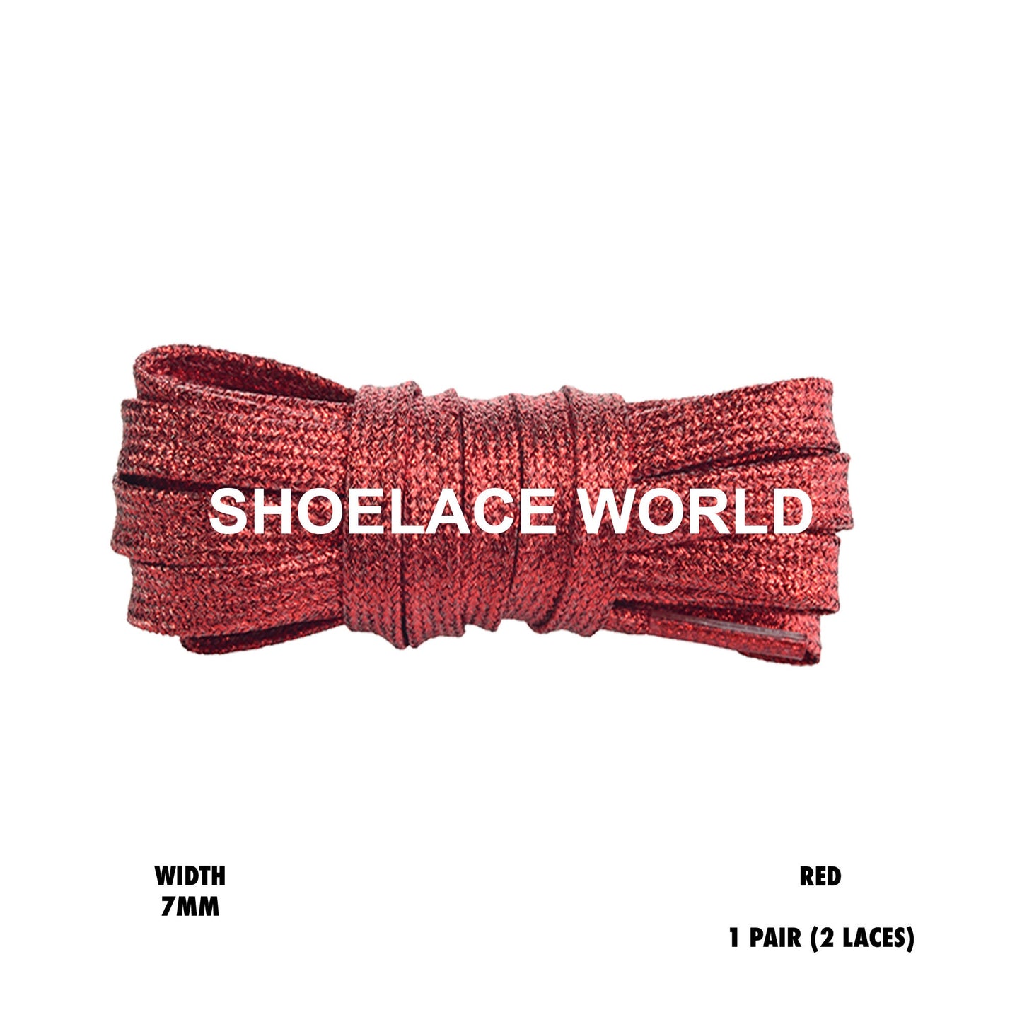 Red Slim Glitter Flat Shoelaces 7mm Colorful Pattern Laces Ships Out From The USA Next Day