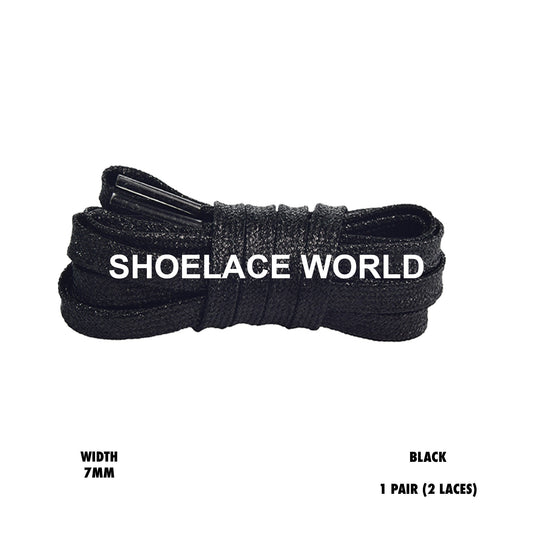 Black Slim Glitter Flat Shoelaces 7mm Colorful Pattern Laces Ships Out From The USA Next Day