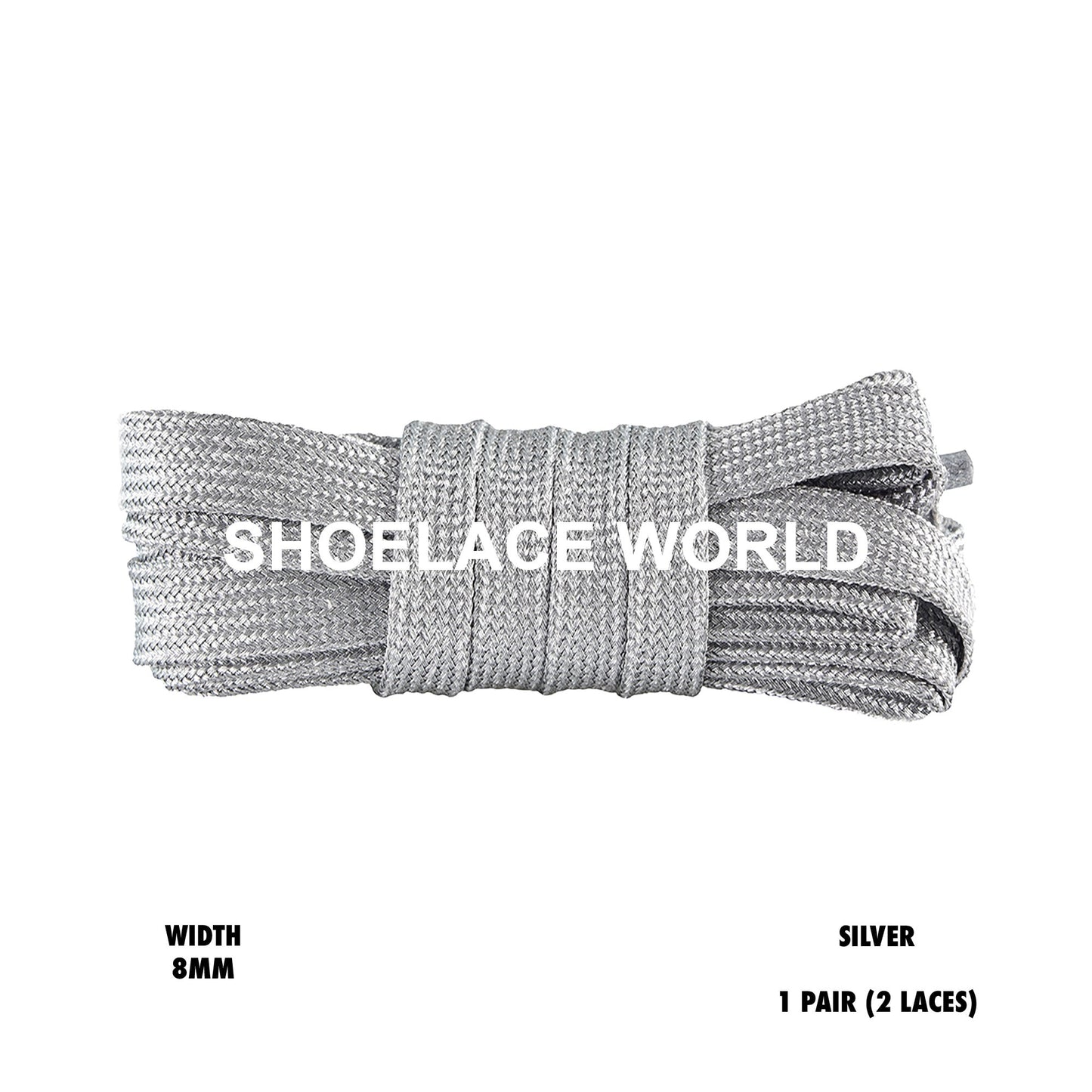 Silver Luxury Glitter Flat Shoelaces 8mm Colorful Pattern Laces Ships Out From The USA Next Day