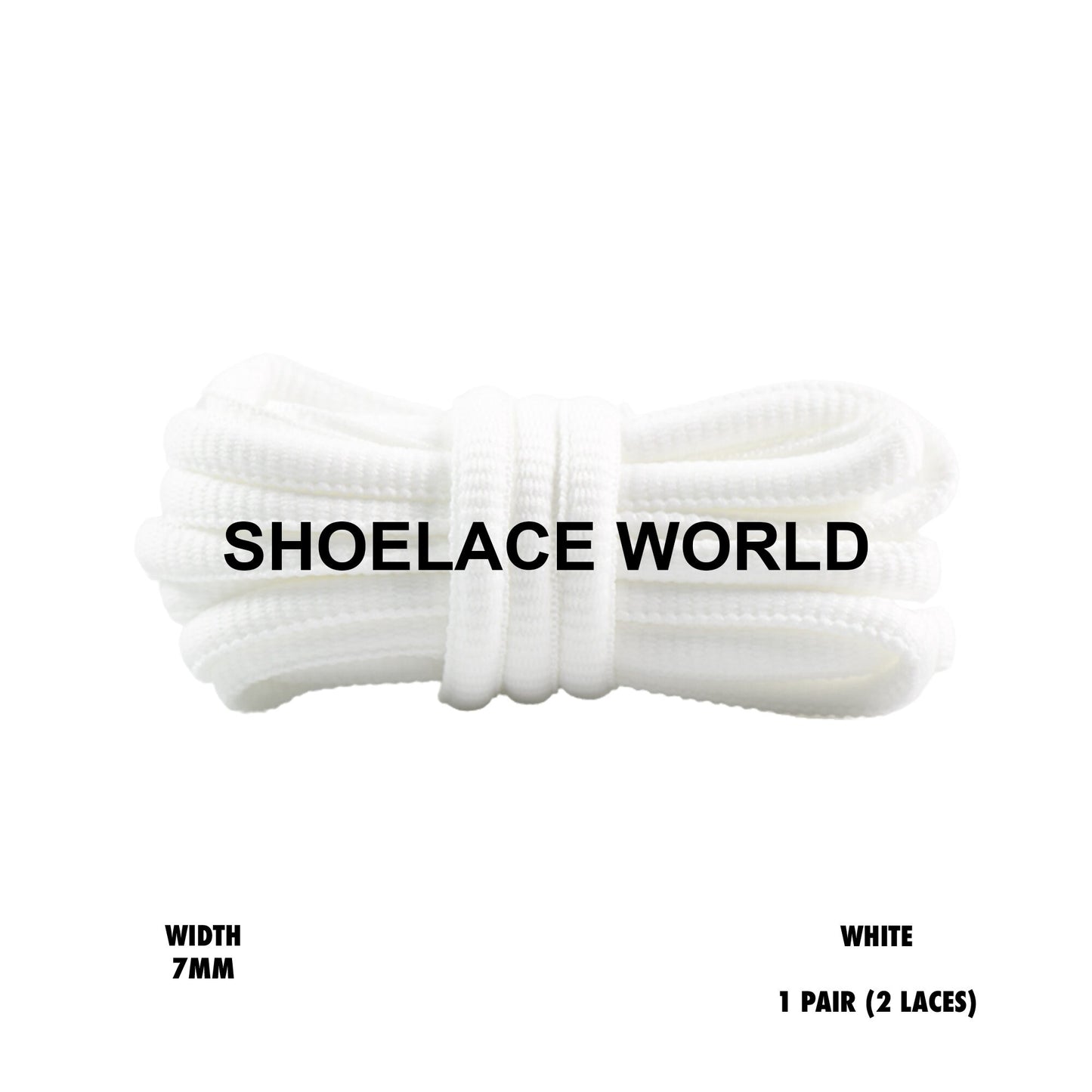 White Slim Oval Shoelaces 7mm Classic Laces Ships Out From The USA Next Day
