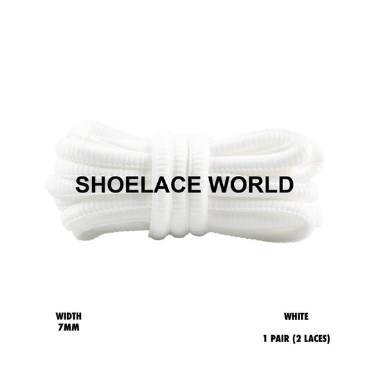 White Slim Oval Shoelaces 7mm Classic Laces Ships Out From The USA Next Day