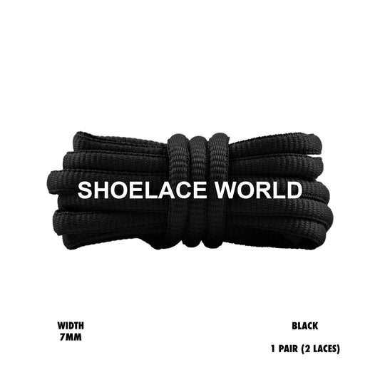 Black Slim Oval Shoelaces 7mm Classic Laces Ships Out From The USA Next Day