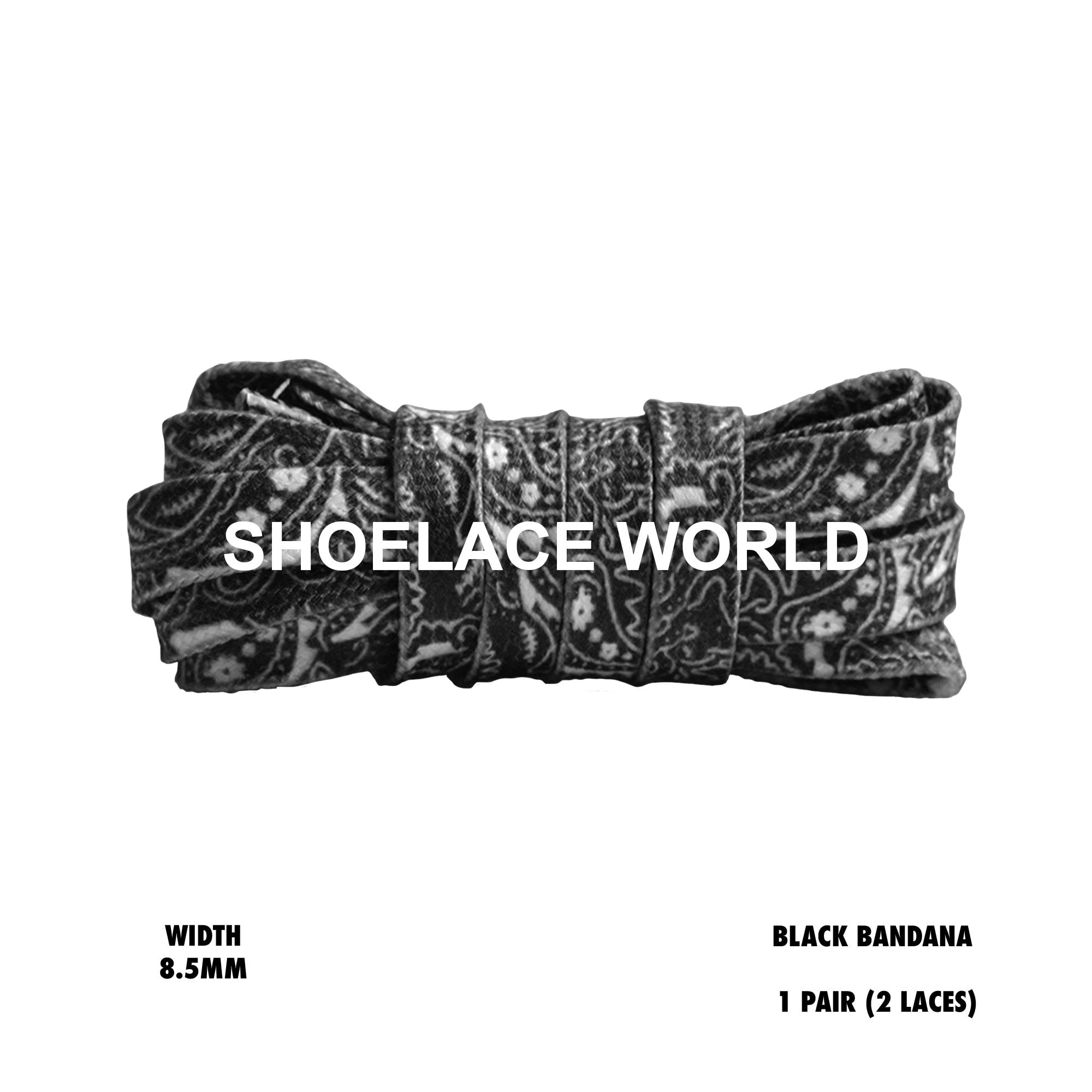 Black Bandana Print Flat Shoelaces