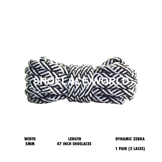 Dynamic Zebra 47 Inches Rope Shoelaces 5mm Colorful Pattern Laces Ships Out From The USA Next Day