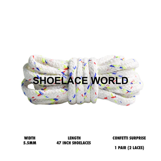 Confetti Surprise 47 Inches Rope Shoelaces 5.5mm Colorful Laces Ships Out From The USA Next Day