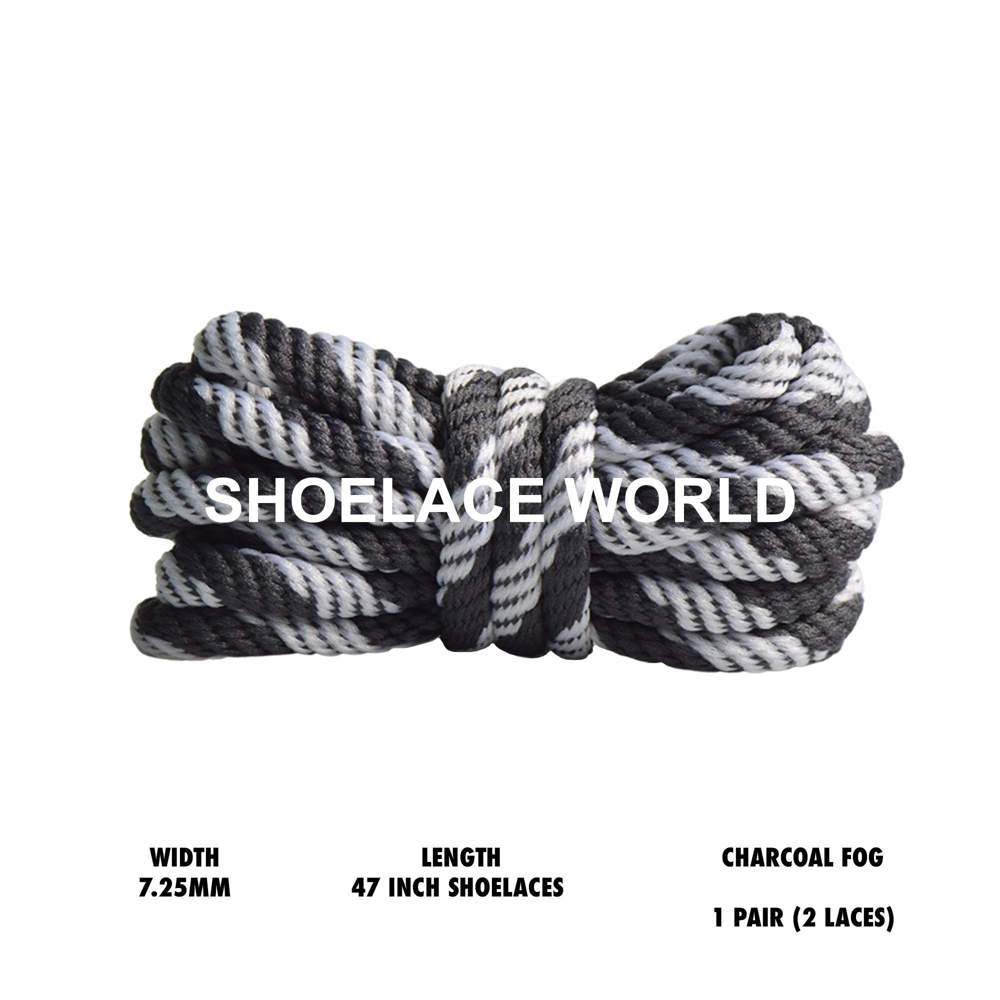 Charcoal Fog 47 Inches Rope Soft Shoelaces 7.25mm Laces
