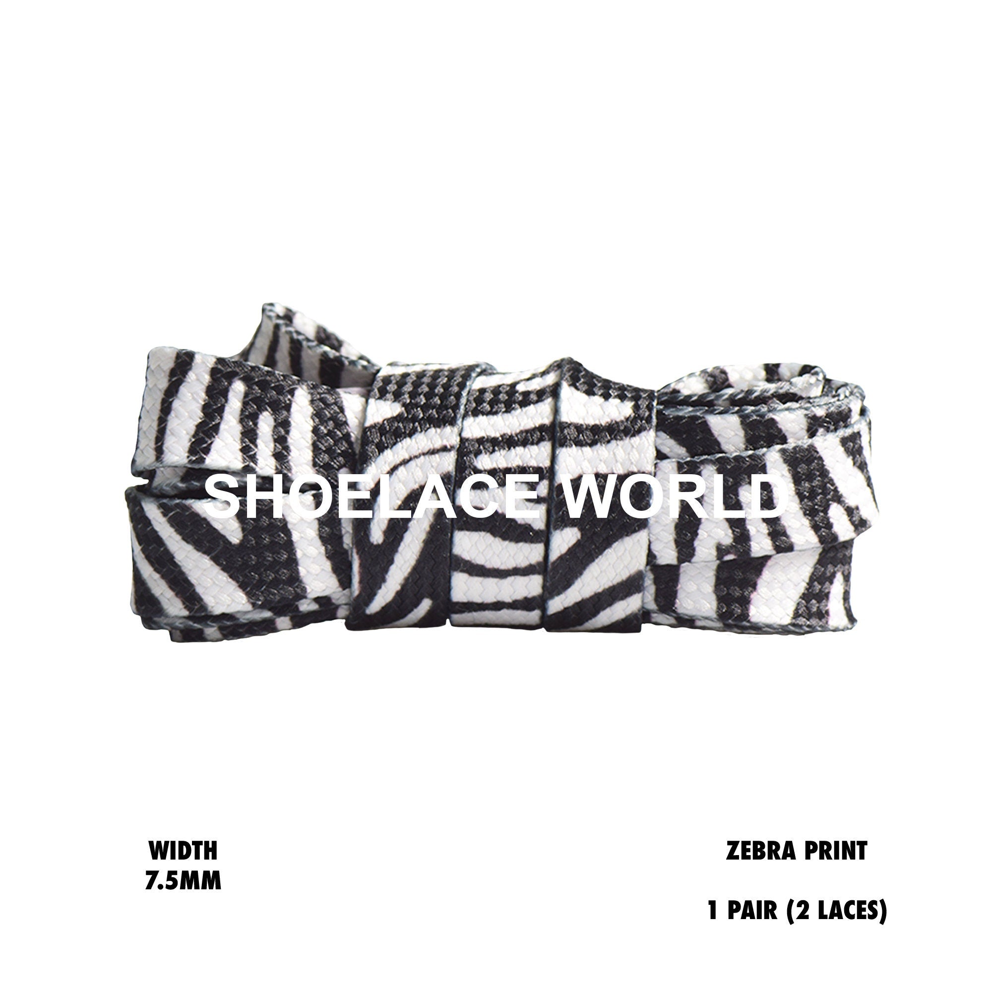 Zebra Print Flat Shoelaces