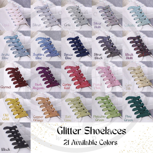 Glamorous Flat Glitter Wide 10mm Shoelaces Best Trendy Shimmer Girly Laces Fast Shipping From The USA Next Day Cute Shoestrings Lacet