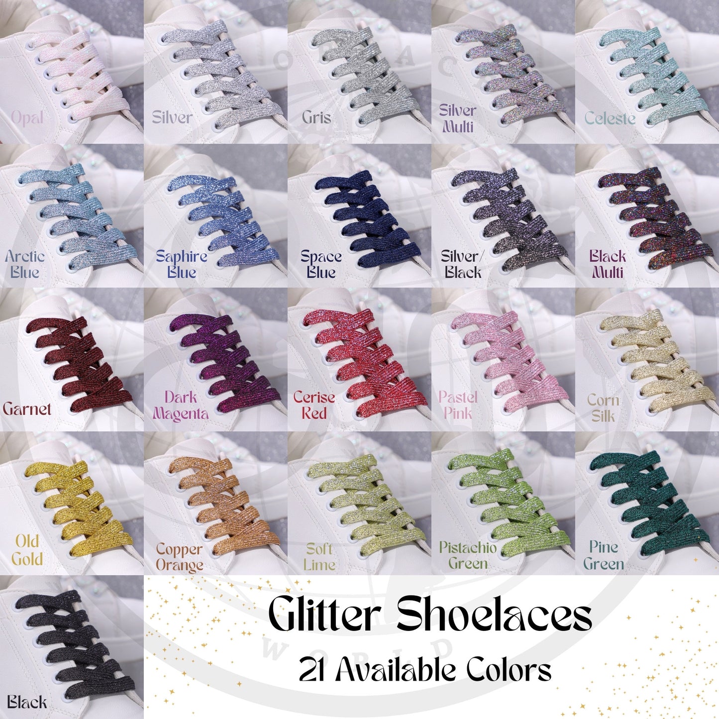 Arctic Blue Flat Glitter Wide 10mm Shoelaces Shiny Laces Ships Out From The USA Next Day