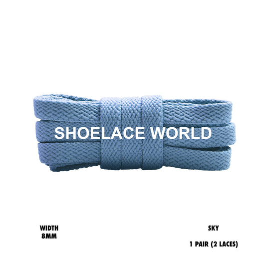Sky Flat Shoelaces 8mm Laces Ships Out From The USA Next Day