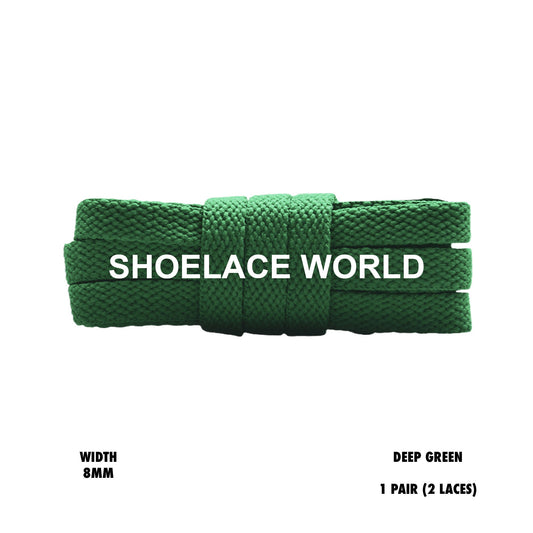 Deep Green Flat Shoelaces 8mm Laces Ships Out From The USA Next Day